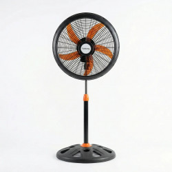 Вентилятор напольный Rainberg 5 лопастей (Черный/Оранжевый), мощный, 3 скорости, регулируемый