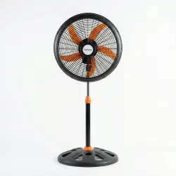 Вентилятор підлоговий Rainberg 5 лопатей (Чорний/Помаранчевий), потужний, 3 швидкості, регульований