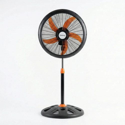 Вентилятор підлоговий Rainberg 5 лопатей (Чорний/Помаранчевий), потужний, 3 швидкості, регульований