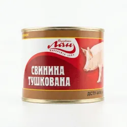 Тушонка свиняча Лан 525 г, свинина тушкована ДСТУ, м'ясні консерви вищого ґатунку