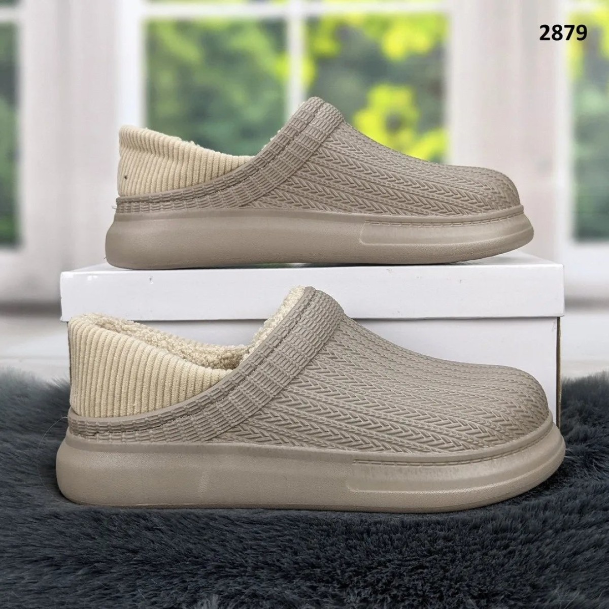Галоши без задника сабо на меху женские Dago Style бежевые 40 (арт. 5347)