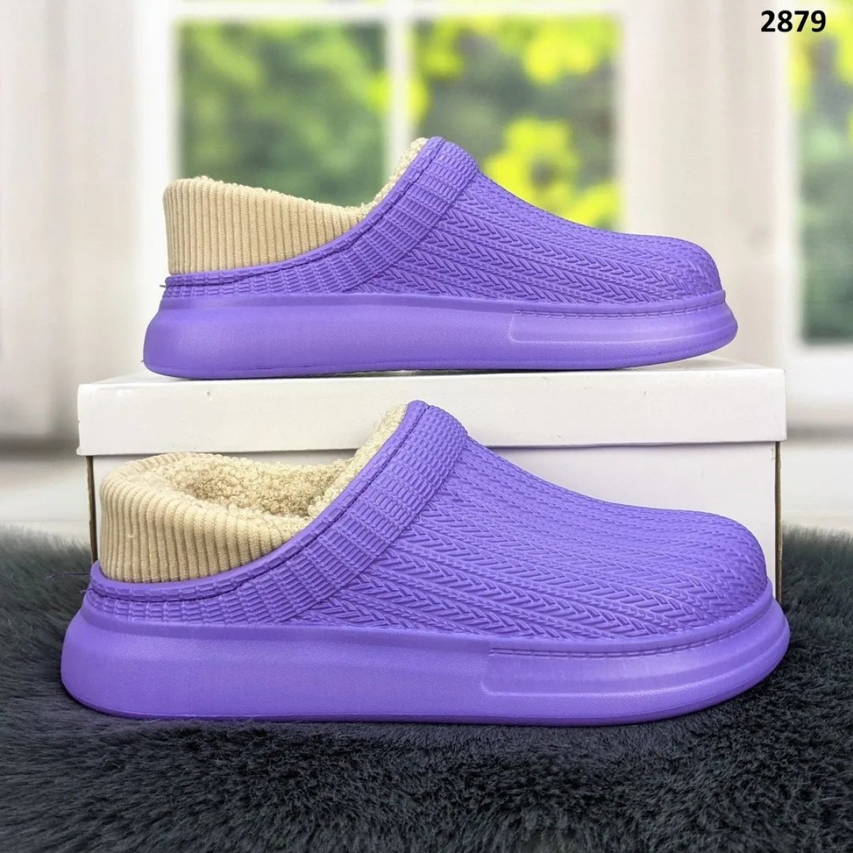 Галоши без задника сабо на меху женские Dago Style фиолетовые 40 (арт. 5352)