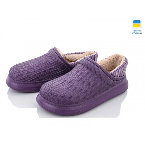 Галоши без задника сабо на меху женские Dago Style фиолетовые