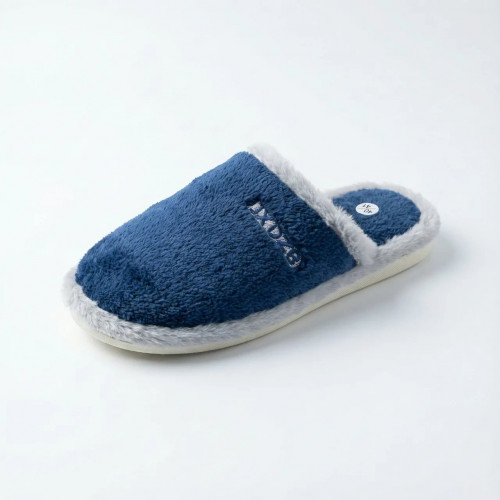 Мужские плюшевые тапочки закрытые (Синие). Теплые комнатные тапочки 41-45 р. (арт. 5337)