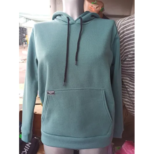 Жіноче худі з капюшоном та начосом, колір Бірюза, тепла толстовка кенгуру, розмір 48-52