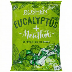 Леденцы Roshen Eucalyptus Menthol 1 кг, освежающие конфеты эвкалипт ментол, карамель Рошен