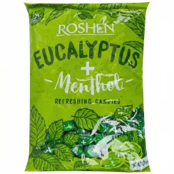 Льодяники Roshen Eucalyptus Menthol 1 кг, освіжаючі цукерки евкаліпт ментол, карамель Рошен