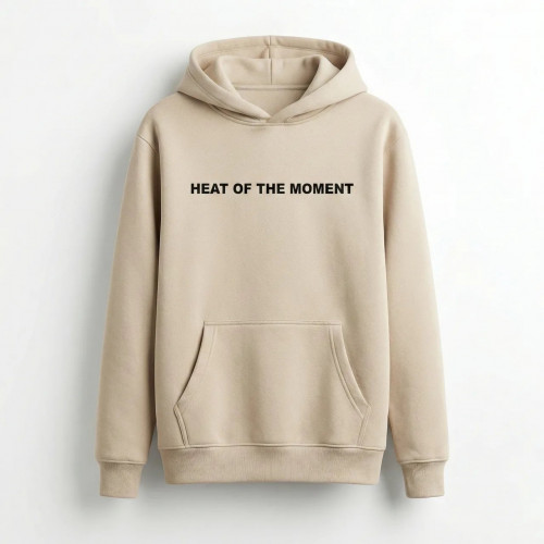 Худи бежевое Heat of the Moment, теплая толстовка с капюшоном, унисекс кенгурушка с надписью