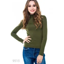 Сіро-зелений утеплений повсякденний трикотажний гольф на флісі