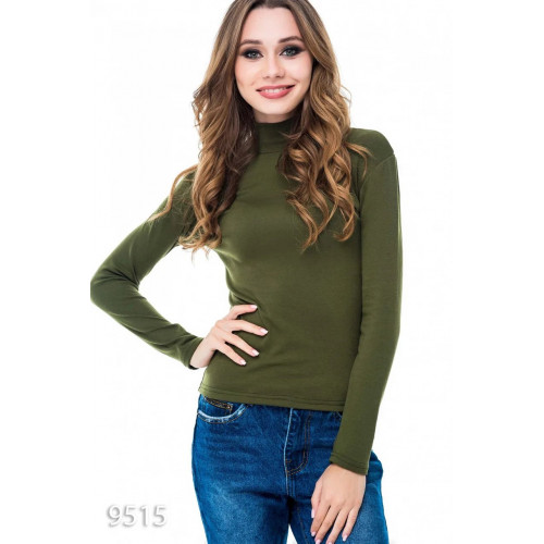 Сіро-зелений утеплений повсякденний трикотажний гольф на флісі