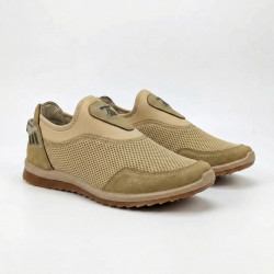 Чоловічі літні сліпони бежеві сітка. Дихаючі мокасини нубук 41-45