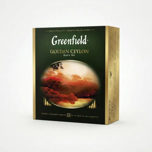 Чай чорний Greenfield Golden Ceylon 100 пакетиків | Цейлонський, В індивідуальних конвертах, Оригінал