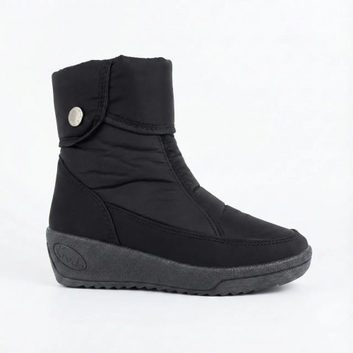 Черевики жіночі зимові Kredo дутики на танкетці чорні, Теплі короткі чобітки з ґдзиком (розміри 37-41)