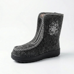 Жіночі зимові бурки-валянки з вишивкою 37-41 р, теплі суконні чоботи на змійці, сірі
