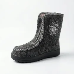 Жіночі зимові бурки-валянки з вишивкою 37-41 р, теплі суконні чоботи на змійці, сірі
