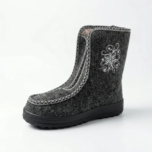 Жіночі зимові бурки-валянки з вишивкою 37-41 р, теплі суконні чоботи на змійці, сірі