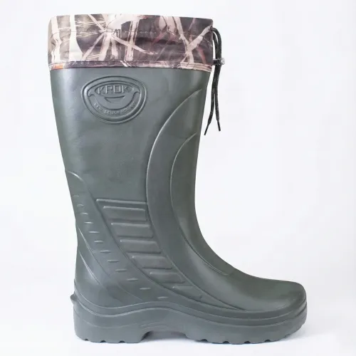 Чоботи чоловічі піна ЕВА зимові. Гумові чоботи для риболовлі Krok з камуфляжним манжетом. Розміри 41-46