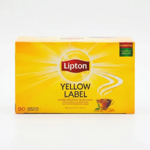 Чай чорний Lipton Yellow Label 50 пакетиків. Класичний міцний чай (Оригінал)
