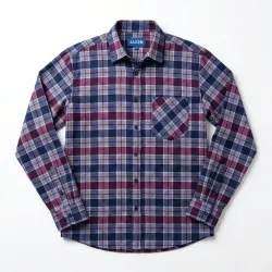 Чоловіча тепла байкова сорочка в карту JAGIN (р. 46-56) | Фіолетова фланелева сорочка