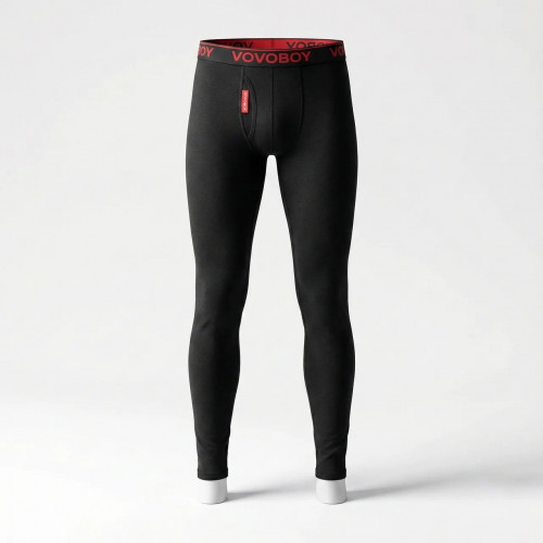 Мужские кальсоны на флисе VOVOBOY черные. Теплые зимние подштанники термобелье M-XXXL (46-54) (арт. 5890)