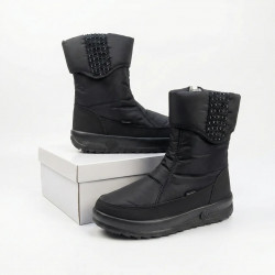 Женские зимние дутики черные (на молнии) | Теплые, Водоотталкивающие, С декором