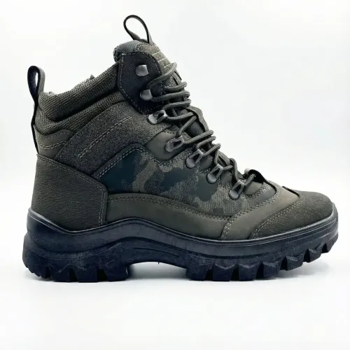 Чоловічі зимові тактичні черевики хакі піксель на хутрі з блискавкою (41-45)