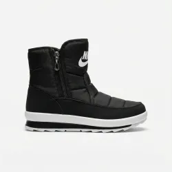 Черевики жіночі зимові дутики чорні на білій підошві, Теплі короткі чобітки спорт стиль (розміри 37-41)