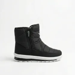 Жіночі зимові черевики-дутики чорні (біла підошва) | Спортивний стиль, На блискавці, Теплі