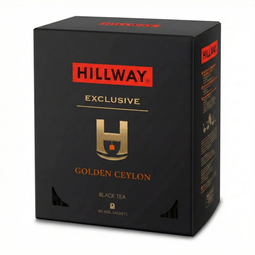 Чай чорний Hillway Exclusive Golden Ceylon 100 пакетиків | Цейлонський, Преміум якість, Для офісу та дому
