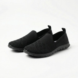 Жіночі текстильні мокасини-сліпони чорні (сітка) | Легкі, Дихаючі, Розміри 37-41