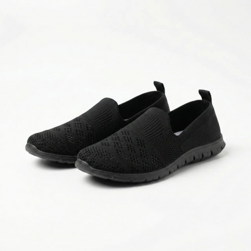 Жіночі текстильні мокасини-сліпони чорні (сітка) | Легкі, Дихаючі, Розміри 37-41