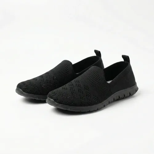 Жіночі текстильні мокасини-сліпони чорні (сітка) | Легкі, Дихаючі, Розміри 37-41