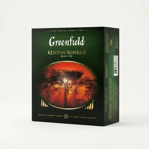 Чай чорний Greenfield Kenyan Sunrise 100 пакетиків | Кенійський, Міцний, В саше, Оригінал