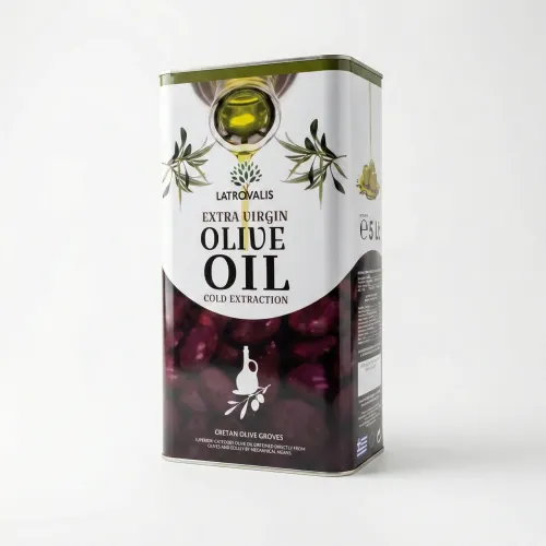 Оливкова олія Latrovalis Extra Virgin 5 л (Греція), холодний віджим, з оливок Криту, металева каністра