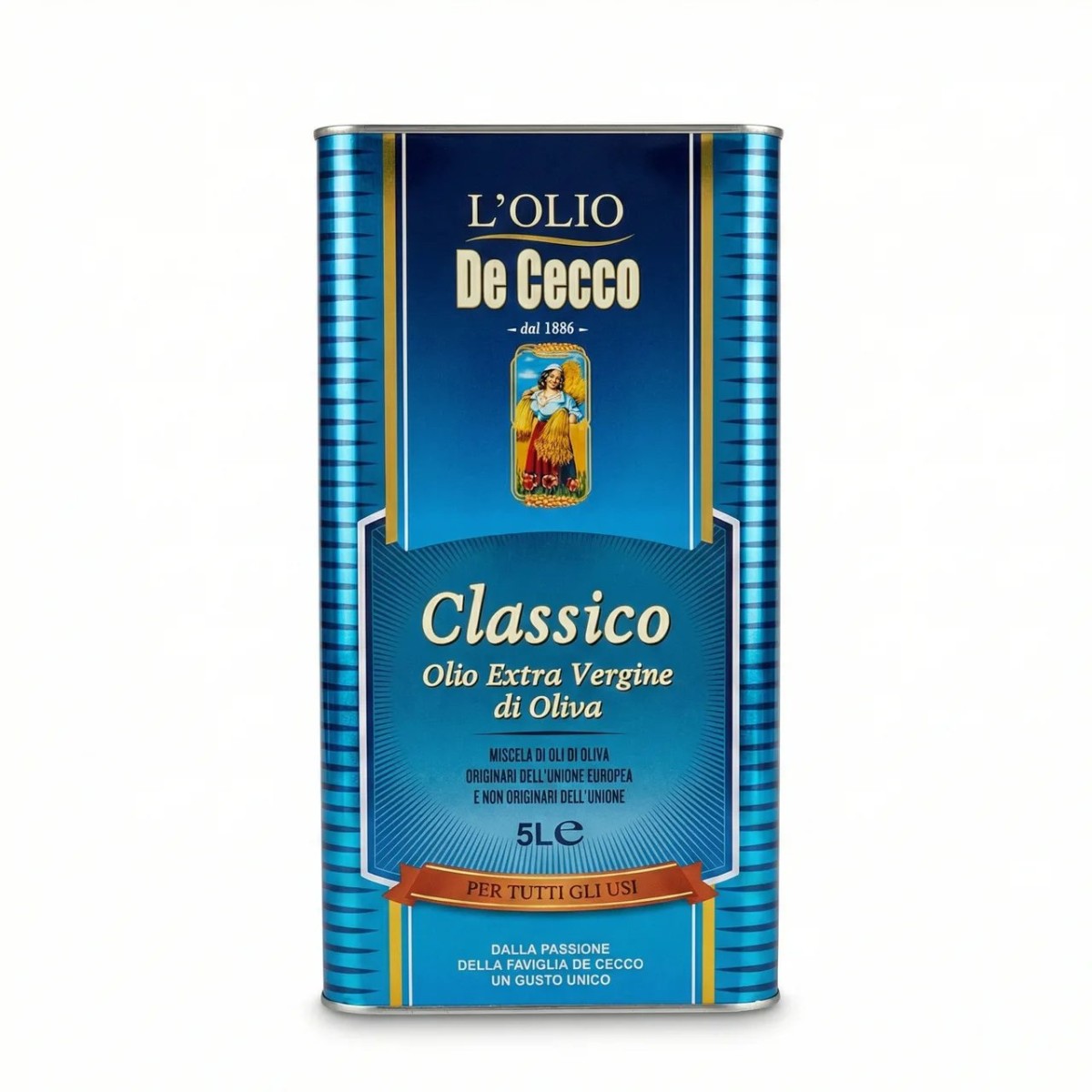 Оливкова олія De Cecco Classico Extra Virgin 5 л (Італія), універсальна олія для всіх страв, жерстяна банка (арт. 6429)