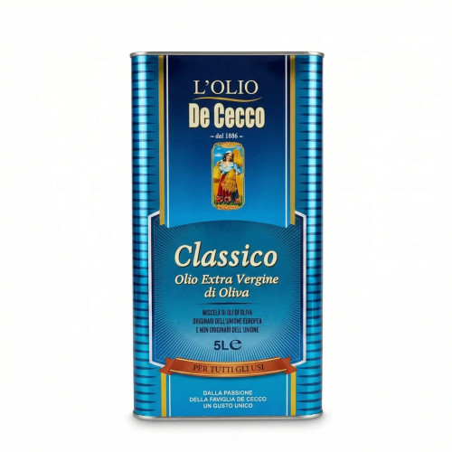 Масло оливковое De Cecco Classico Extra Virgin 5 л (Италия), универсальное масло для всех блюд, жестяная банка