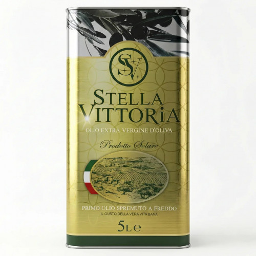 Оливкова олія Stella Vittoria Extra Virgin 5 л (Італія), перший холодний віджим, золота каністра