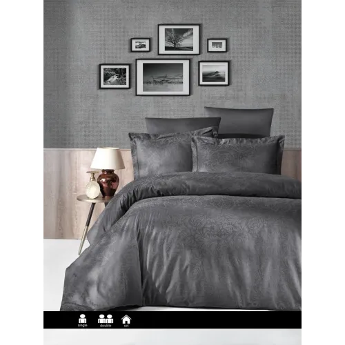 Постільна білизна First Choice Jacquard Satin Dark Series — Tecna Anthracite