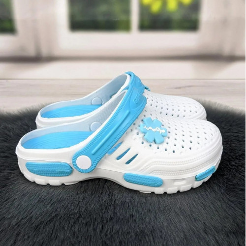 Сабо крокси жіночі піна білі з бірюзою Гіпаніс