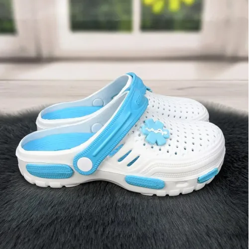 Сабо крокси жіночі піна білі з бірюзою Гіпаніс