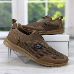 Кросівки мокасини чоловічі сітка коричневі Dago Style