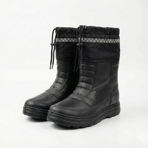 Чоботи чоловічі зимові піна ЕВА на хутрі. Чорні гумові чоботи з манжетом-затяжкою. Розміри 41-45