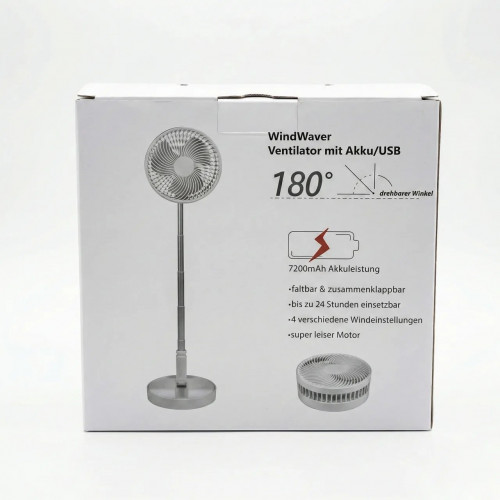 Беспроводной вентилятор-трансформер WindWaver (Белый), телескопический, супер тихий, 7200 mAh