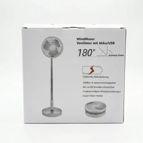 Бездротовий вентилятор-трансформер WindWaver (Білий), телескопічний, супер тихий, 7200 mAh