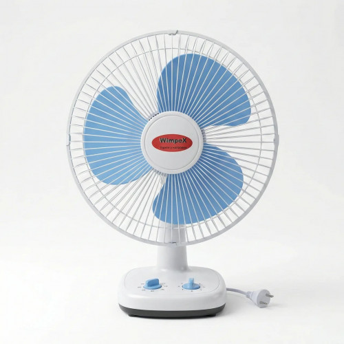 Настільний вентилятор Wimpex з таймером. Побутовий лопатевий вентилятор 3 швидкості (Біло-блакитний)
