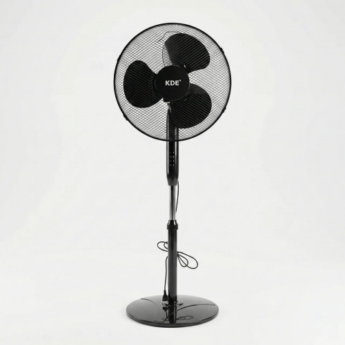 Вентилятор напольный KDE 40 см, 45 Вт, черный. Мощный комнатный вентилятор на ножке (3 скорости)