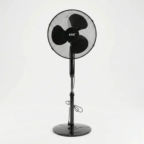 Вентилятор підлоговий KDE 40 см, 45 Вт, чорний. Потужний кімнатний вентилятор на ніжці (3 швидкості)