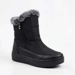 Жіночі зимові черевики-дутики на 2 блискавки. Теплі короткі чоботи на хутрі (37-42 р)