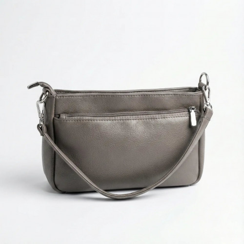 Сумка женская через плечо тауп, маленькая сумочка-клатч на 3 отделения темно-бежевая