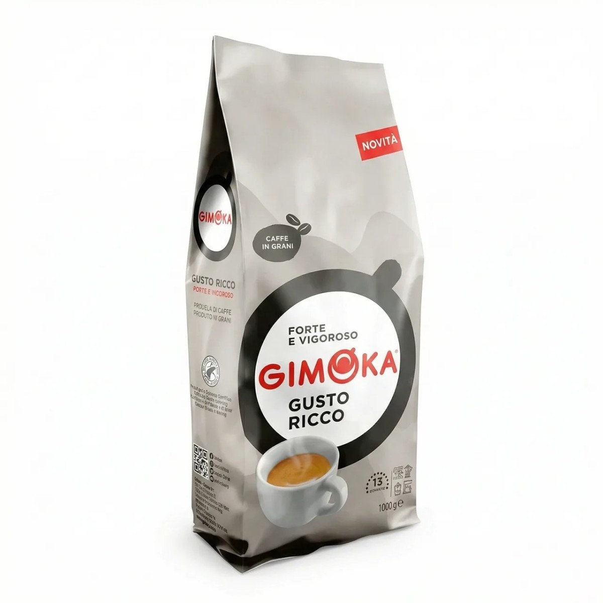 Кава в зернах Gimoka Gusto Ricco 1 кг | Екстра міцна кава, Інтенсивність 13, Forte e Vigoroso (арт. 4350)